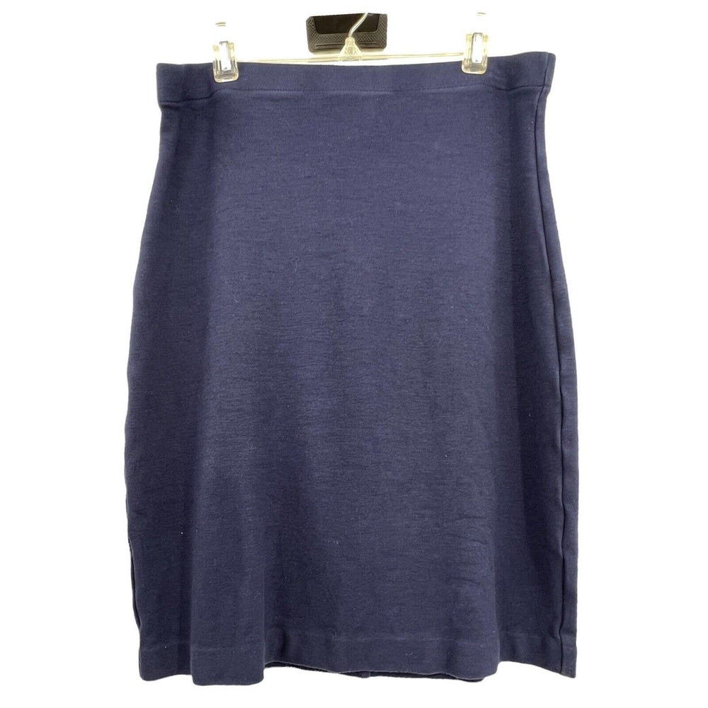 Boden Navy Blue Knit Pencil Skirt Exposed Zipper Career Workwear Basic US 8L